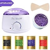 Wax Warmer, Hair Removal Waxing Kit Electric Hot Wax Heater Rapid Melt Hard Wax with 4 Hard Wax Beans and 10 Sticks for Home Waxing Spa for Face Bikini Legs Armpit for Women and Men [UPGRADED]