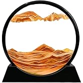 Twohua 3D Sand Art Liquid Motion Moving Sandscapes Flow Sand Painting Quicksand Hourglass Deep Sea Sandscape Sandalier,Office Desk Decor Desk Toys (12'', Orange)