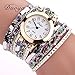 Hunputa 2016 New Watches Women Flower Popular Quartz Watch Luxury Bracelet Women Dress Lady Gift Flower Gemstone Wristwatch (Gold)
