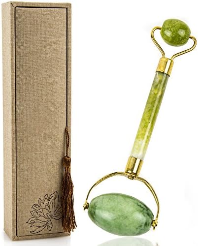 Face Massager &amp; Body Scraping Tool Premium The Original Jade Roller Anti Aging Facial Skincare Therapy 100% Natural Double Jade Stone for Face Slimming Rejuvenation &amp; Beauty