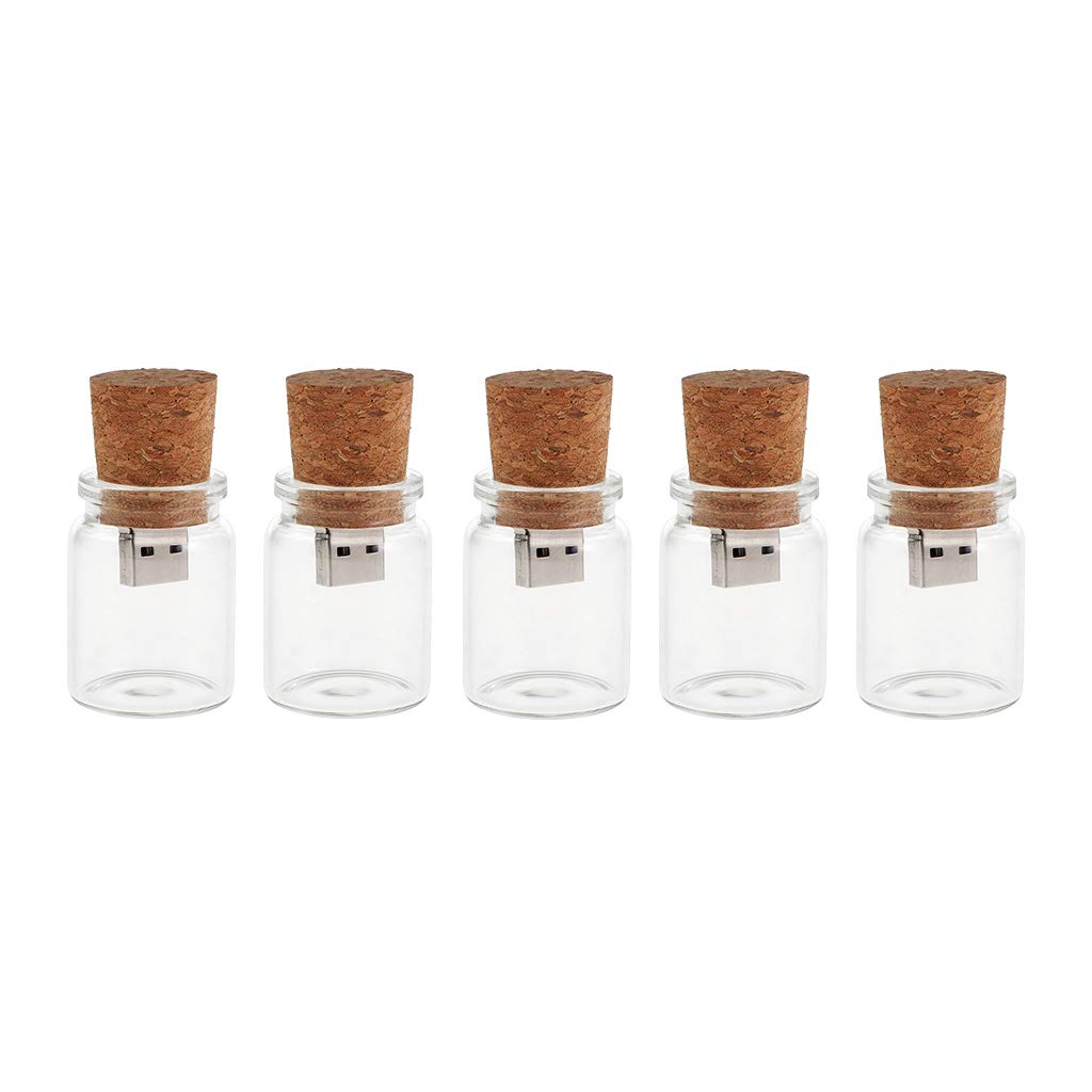 Hsthe Sea 5 PACK 16GB Cute Flash Drive USB 2.0 Storage Jars Unique Box Glass Jar Bottle and Cork Memory Stick Pen Drive Wedding Gift Electronics Fancy