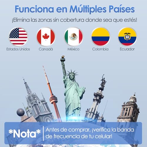 2G 3G 4G LTE 5G 5-Banda Amplificador de Señal Celular para Telcel, AT&T, Movistar, Nextel, Iusacell, Altán y Bait Banda 2/4/5/7/28/66 Repetidor Amplificador de Señal de Teléfono Celular con Antena Kit