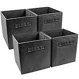 Sorbus Foldable Storage Cube Basket Bin (4 Pack, Black)