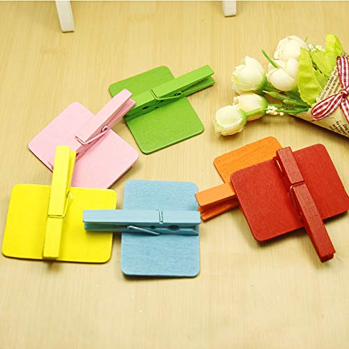JKJF Wooden Mini Colorful Chalkboard Label Clip Message Boards for Memo, Food Label, Party Decor (12 Pieces)