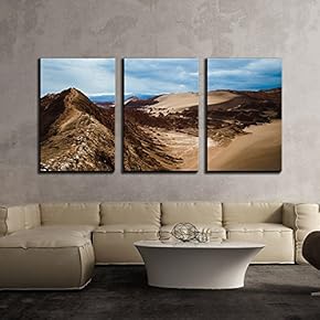 3 Piece Canvas Wall Art - Landscape of Wasteland - Modern Home Art Stretched and Framed Ready to Hang - 16"x24"x3 Panels