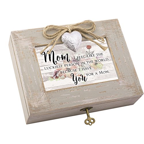 Cottage Garden Mom Luckiest Person I Have You Natural Taupe Wood Locket Music Box Plays Wonderful World