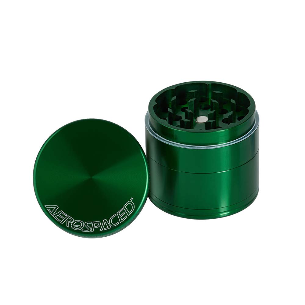 Higher Standards x Aerospaced 4 Piece Metal Herb Grinder With a Pollen Catcher 2" 50mm (Green)