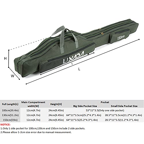 Lixada Portable Folding Fishing Rod Bag Outdoor Fishing Rod Bag 100cm 130cm 150cm
