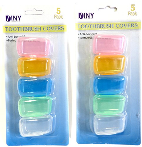 DINY Home & Style 10 Pack Toothbrush Cover Antibacterial Toothbrush Case Protector Bristle Head Cover Great For Home School Office Travel Hotels Hiking Camping