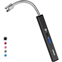 RONXS Candle Lighter, Square Electric Arc Lighter with LED Battery Display Safety Switch, USB Rechargeable Lighter w/Longer F