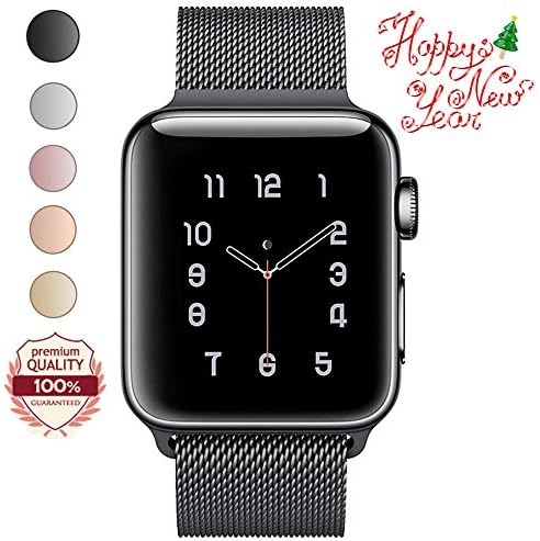 Apple Watch Band, LWCUS Milanese Loop iWatch Bands with Magnetic Closure for Apple watch Series 3,2,1, Hermes, Edition, Sport, Multiple Colors Apple Watch Accessories (42mm Black)