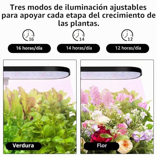 TECKZOON Hydroponic Germination System 52 Holes, Full Spectrum LED Lamp 24 W, 4 L Tank with Automatic Timer and Smart Watering for Flowers, Vegetables and Seedlings