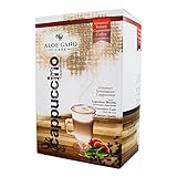 Aloe Gano Cafe Healthy Cappuccino Coffee Mix. Made with Real Arabica Beans, Ganoderma Lucidum (Reishi), Aloe Vera & Acai Extracts. Gourmet Hot Beverage Sweetened with Brown Sugar. (15 Gold Sachets)
