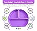 Babiere Silicone Toddler Plate – Powerful Suction Base Stays Put to Highchair – Grip Dish with Divided Sections – BPA & Toxin Free, Microwave & Freezer Safe – Free Silicone Baby Spoon – Purple