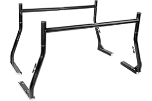 AA PRODUCTS INC. AA-Racks 800Ibs Capacity Extendable Steel Pick-Up Truck Ladder Rack Two-bar Set with Unique Design for Tool Box Mounting - Matte Black (USPTO Patent Pending)