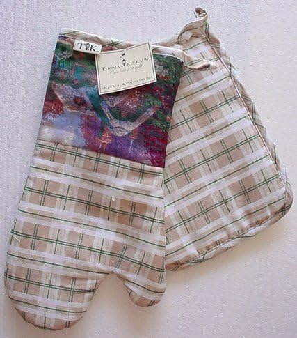 THOMAS KINKADE 100% Cotton Duck COTTAGE COLLECTION Oven Mitt &amp; Potholder Set