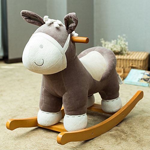 Labebe Wooden Rocking Horse for Toddlers, Boys & Girls, Rocking Animal/Rocker/Ride-on Toys for 1-3 years old, Stuffed Animal Seat, ASTM/CE/ Safety Certified, Creative Birthday Gift - Brown Donkey - Thumbnail 7