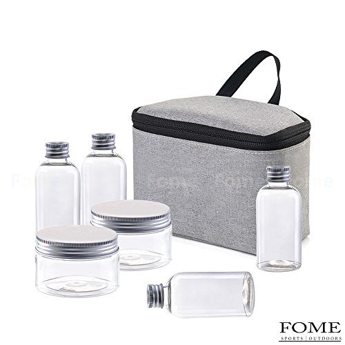 Spice Containers, Pack of 6 PET BBQ Seasoning Bottles Outdoor Camping Spice Jars Containers Condiment Dispenser Durable Refillable with Portable Pouch Suitable for Outdoor Camping Hiking Activities