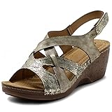 Ollio Women's Shoe Suede Velcro Strappy Wedge Sandal