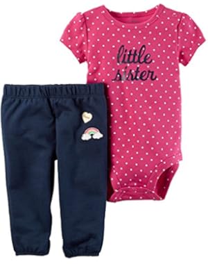 Baby Girls 2-Piece Bodysuit Pant Set (Little Sister)