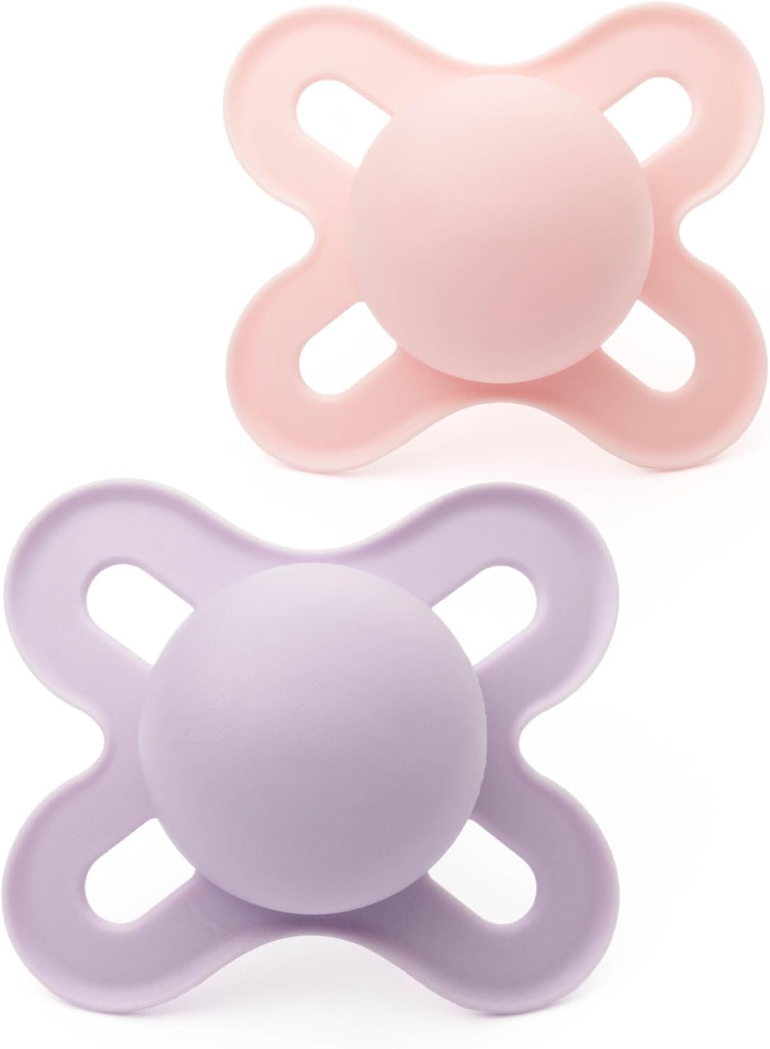 MAM Original Start Soothers | 0-2 Months | 2 Pack | Newborn Dummies | Comes in Dummy Steriliser Case | Sustainable Materials | Baby Accessories for Newborn | Pink/Lilac (Various Designs)