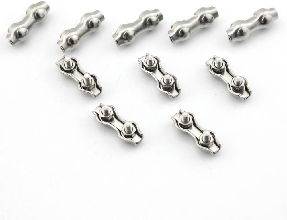 10x Edelstahl Drahtseil-Klemmen M2 - Für 1,5mm Kabel