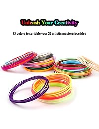 Recambios de filamentos para bolígrafos 3D con plantillas de libros electrónicos, Coideal 22 colores incluyendo 6 brillantes en la oscuridad 722 linear ft 0.069 in PLA Filamento Pack para bolígrafos de impresión 3D