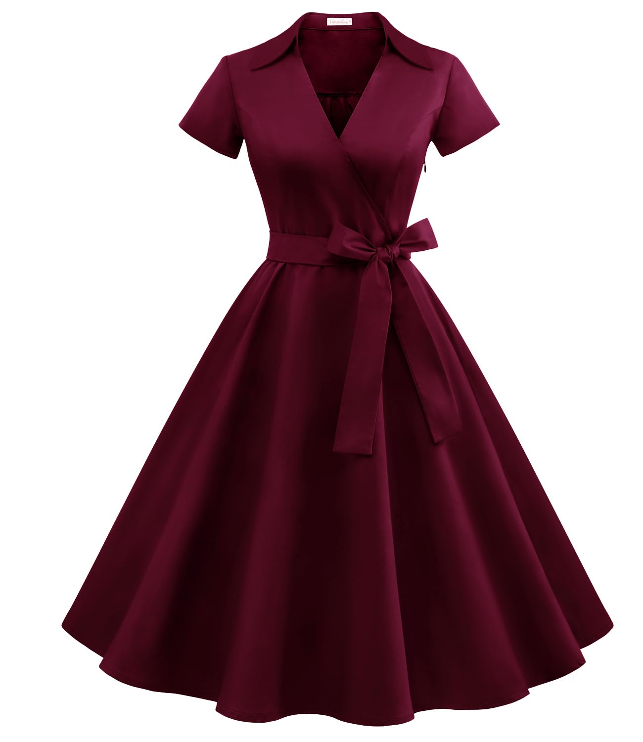 Photo 1 of Timormode 1950s Vintage Dress for Women Retro Cocktail Dresses Audrey Hepburn Style Rockabilly Swing Evening Prom Tea Party Dress TM10084Burgundy 2XL