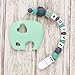 Personalized Pacifier Clip with Name, TYRY.HU BPA Free Silicone Pacifier Clip with Teething Beads for Baby Infant, Universally Fit All Pacifier Styles(Elephant, Grey)