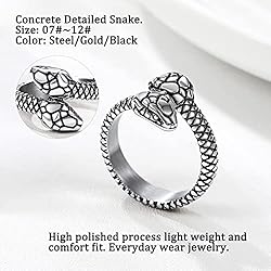 Bestyle Cool Stainless Steel Snake Ring for Women