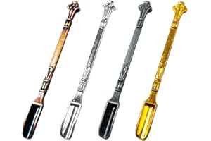 4PCS Mini Shovel Spoons, Mini Shovel Medicine Spoon, Mini Spoon for Filling Vials with Salts, Herbs, Wax, Oil, Sand(Golden,Si