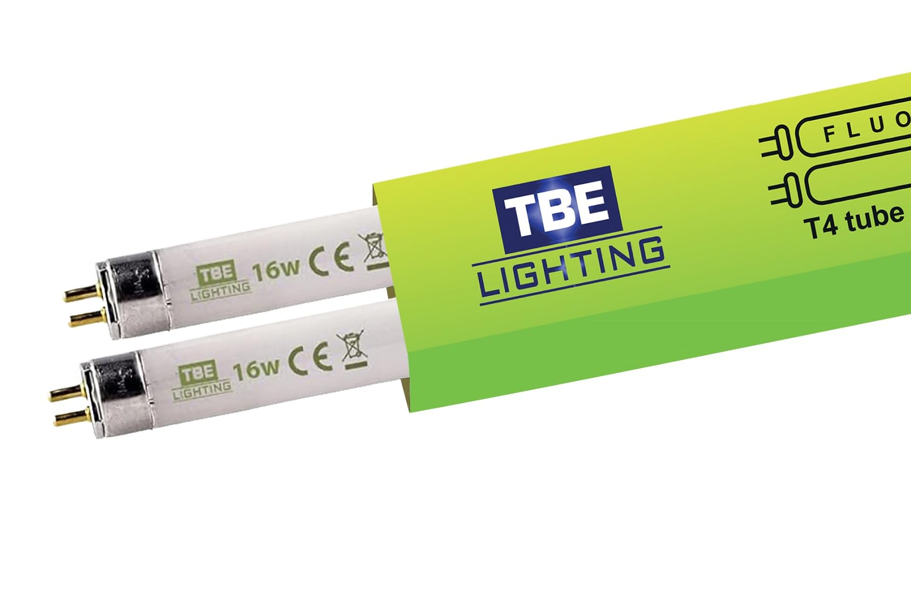 TBE LIGHTING T4 16w Fluorescent Tube Lamps 480mm - 2 Pack of CFL Bulbs - G5 2-Pin Base Fittings - T4 High Efficiency Lamps, Soft White 3500K