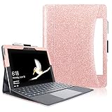 Surface Go Case(NOT FIT Surface PRO), ACdream Multiple Angle Viewing with Pocket Business Cover Case for Microsoft Surface Go Tablet 2018 Release (Support Type Cover Keyboard), Rose Gold Glitter