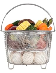 Aoizta Steamer Basket for Instant Pot Accessories 6 qt or 8 quart - 2 Tier Stackable 18/8 Stainless Steel Mesh Strainer Basket - Silicone Handle - Vegetable Steamer Insert, Egg Basket, Pasta Strainer