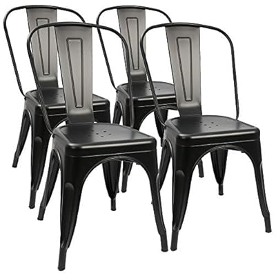 Furmax Metal Dining Chair Indoor-Outdoor Set of 4