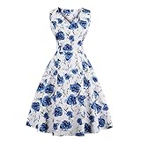 LesTT Women's Vintage 50s Floral Dress Spring Garden Rockabilly Sleeveless Retro Hepburn for Casual Prom Party Cocktail