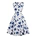 LesTT Women's Vintage 50s Floral Dress Spring Garden Rockabilly Sleeveless Retro Hepburn for Casual Prom Party Cocktail