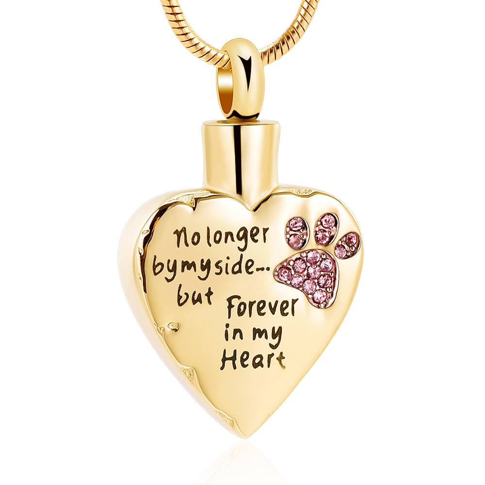 QGJNSGC Pet Cremation Jewellery Stainess Steel Heart Urn Necklace for Ashes Keepsake Ashes Necklace Dog Cat Paw Memorial Urn Pendant for Women Men