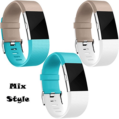 Wepro Replacement Bands for Fitbit Charge 2, 3-Pack Fitbit Charge2 Wristbands, Small, Teal, Champagne, White - Thumbnail 2