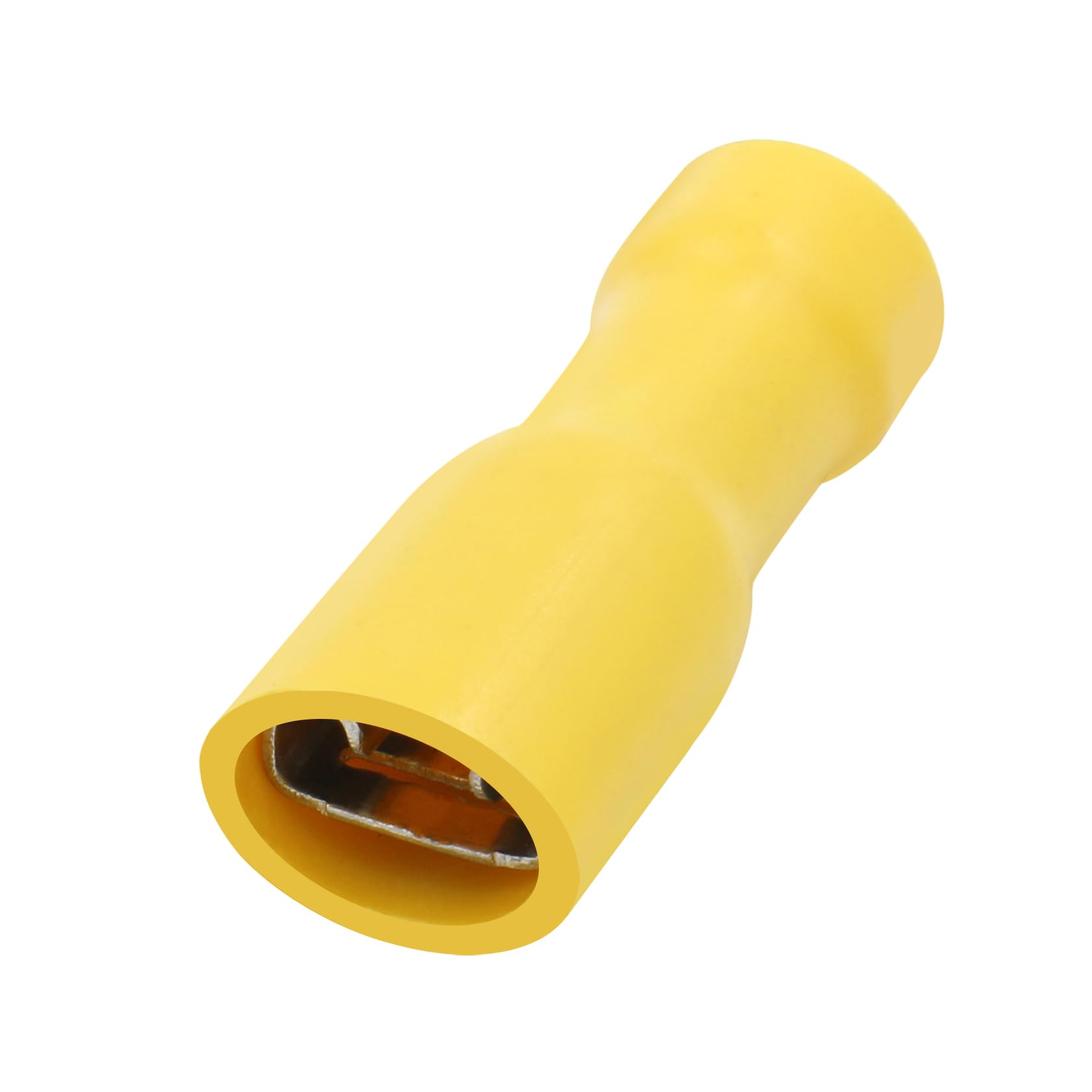 Heschen Female Quick Disconnects Vinyl Fully Insulated, FDFD5.5-250, 6.3 x 0.8mm Cable Terminal, for 4-6mm² (12-10 AWG), Yellow (100 Pcs)