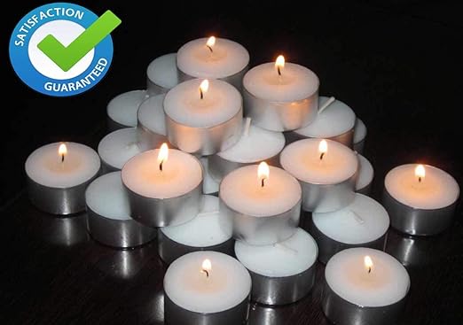 Pure Source India Premium Tea Light Smokeless Candles, Pack of 50, 3 Hours Burning