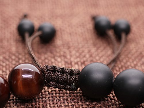 COAI Natural Red Tiger Eye and Matte Onyx Buddhist Prayer Bead Bracelet for Men