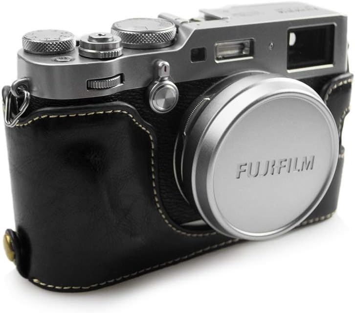 kinokoo Camera Leather Half Case Bottom Case for Fujifilm X100F PU Leather Bottom Open-able (Black) - Image 3