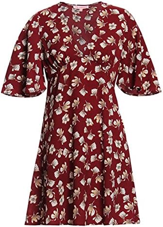 Golden Dazey Vintage Inspired 90s Floral Angel Bell Sleeve Mini Dress (Medium, Wine)
