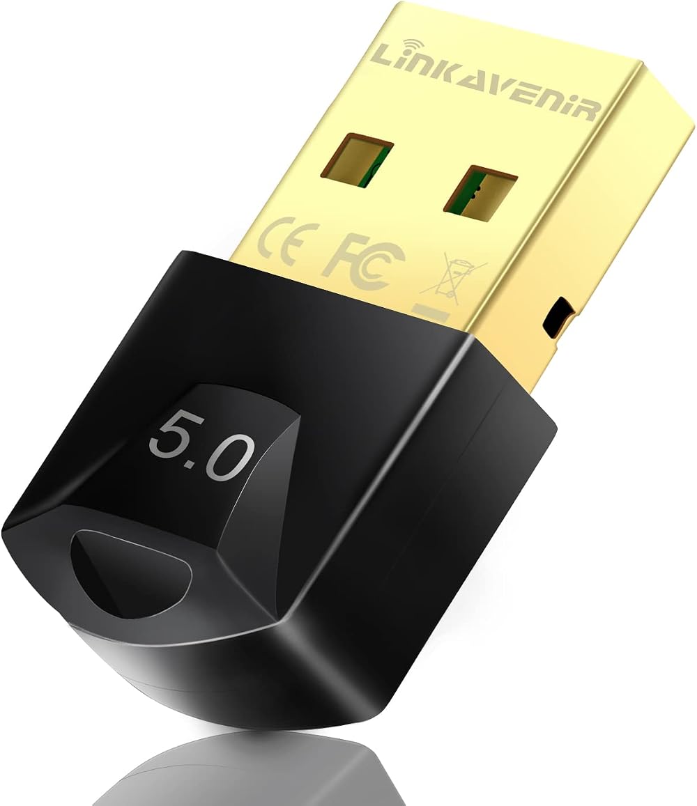 LinKAVEniR Bluetooth 5.0 Adapter PC Dongle 3Mbps Dual Mode Win 11 10 8 7
