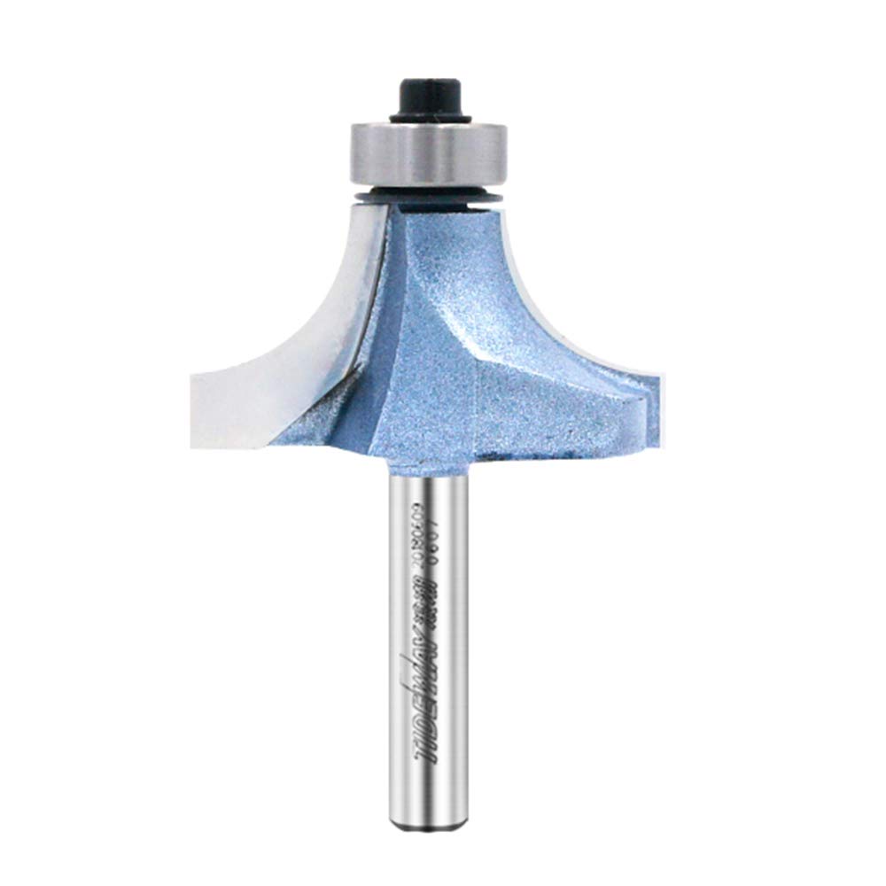 TIDEWAY 1/4" Shank Carbide Roundover Router Bit with Bearing, 1/2" Cutting Diameter for Woodworking( 1/4x1)