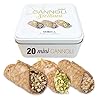Siciliaanse mini cannoli, gevuld met pistache, gianduia en hazelnootcrème | 18 Mini Cannoli in zakje per portie…