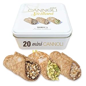 Siciliaanse mini cannoli, gevuld met pistache, gianduia en hazelnootcrème | 18 Mini Cannoli in zakje per portie…