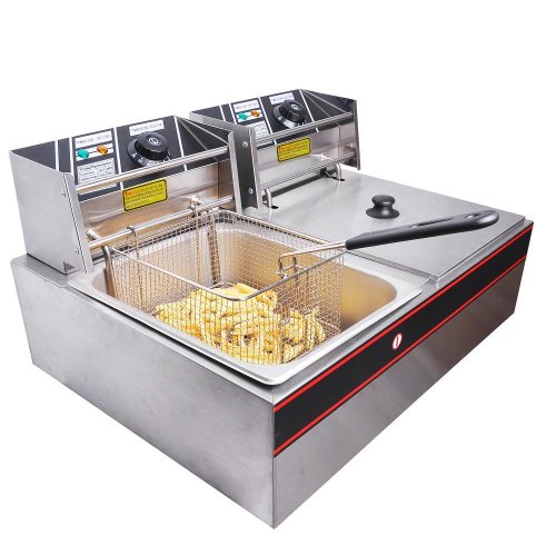 Click Here to See More Images 5000W 12 Liter Electric Countertop Deep Fryer Dual Tank 6 Commercial Restaurant