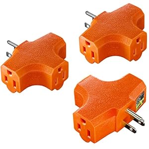 3-Outlet Grounding Adapter, Kasonic [UL Listed] Plug Extender, Heavy-Duty Grounded Power Tap – 3 Pack